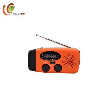 GreatOne Solar Crank NOAA Radio with Built-In Speaker Screen Mobile Charger 2000mAh