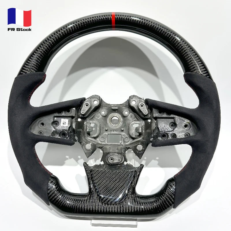 In Stock Flat-bottomed Sporty Glossy Carbon Fiber Alcantara Car Steering Wheel for Renault Megane 4