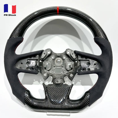 In Stock Flat-bottomed Sporty Glossy Carbon Fiber Alcantara Car Steering Wheel for Renault Megane 4
