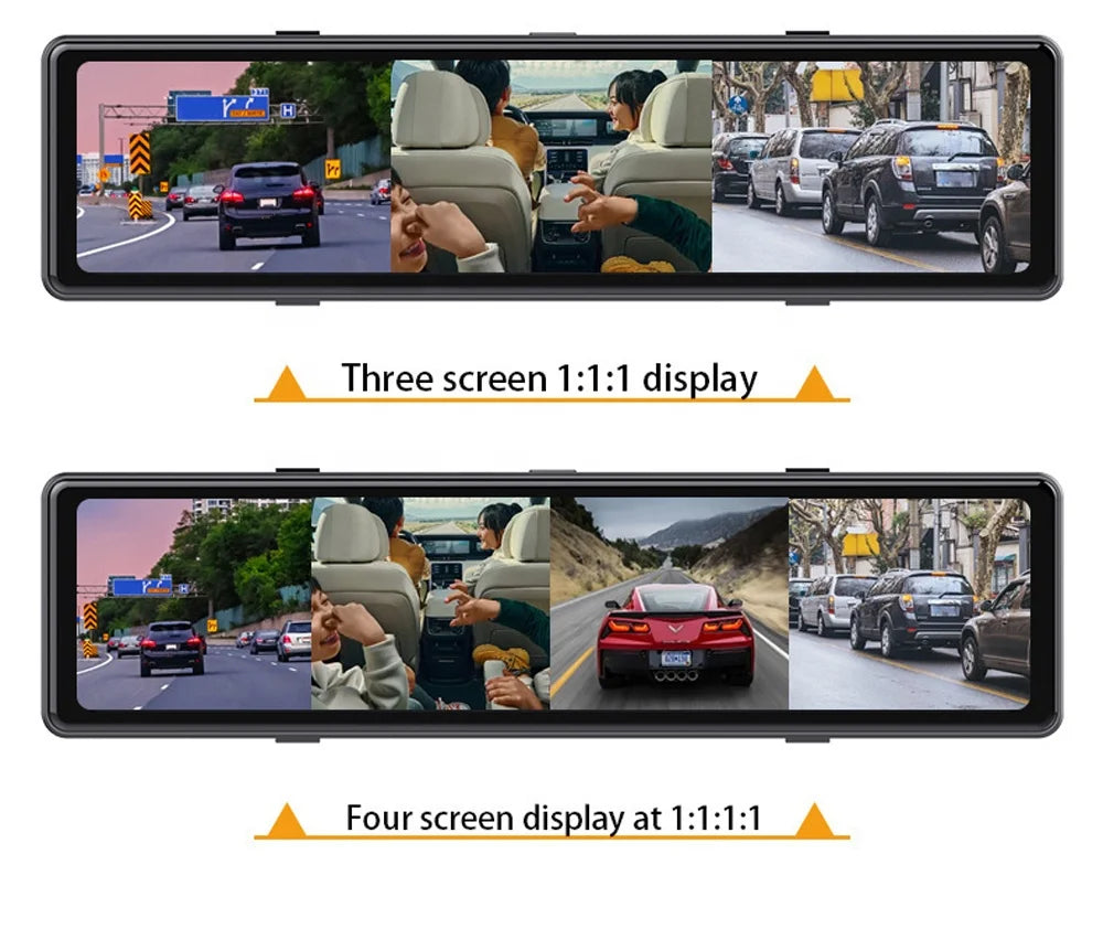 IPoster 12in 4ch Touch Screen Blind Spot AI BSD Detection Dash Camera 4K 360 View FHD Car DVR System Loop Recording Split Screen
