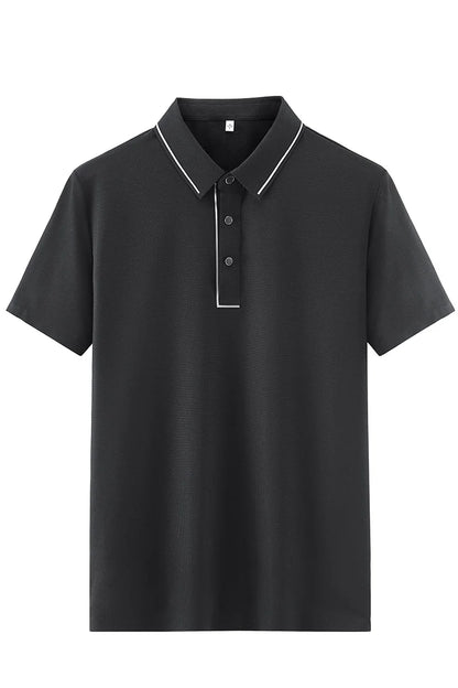 ANSZKTN 2025 Men New High-quality Ice Silk Seamless T-shirt Polo Shirt Solid Color Lapel Top