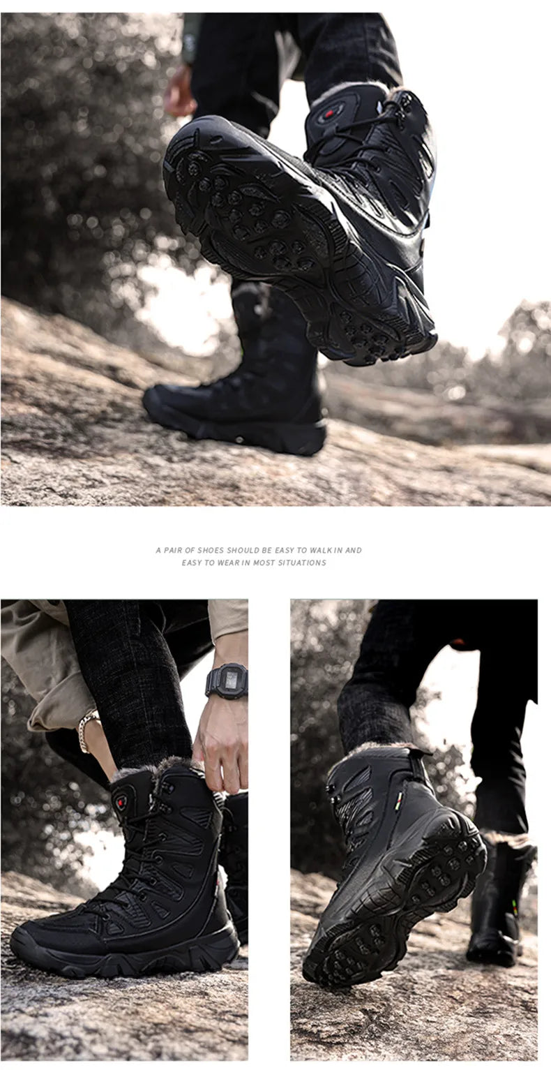 Winter Waterproof Men Boots Plush Super Warm Snow Boots Men Sneakers Ankle Boots Outdoor Men's Desert Boots Botas Hombre