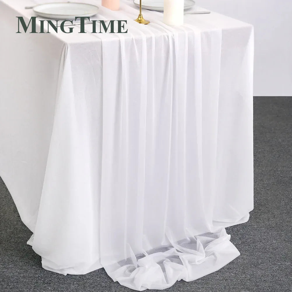 Sheer Chiffon Luxury Solid Colorful Table Runner Blue Rustic Boho Wedding Party Bridal Shower Birthday Home Christmas Decoration