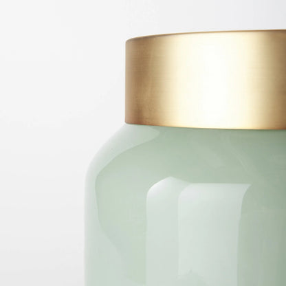 hms 10" Green Abstract Cylinder Crystal Glass Table Vase