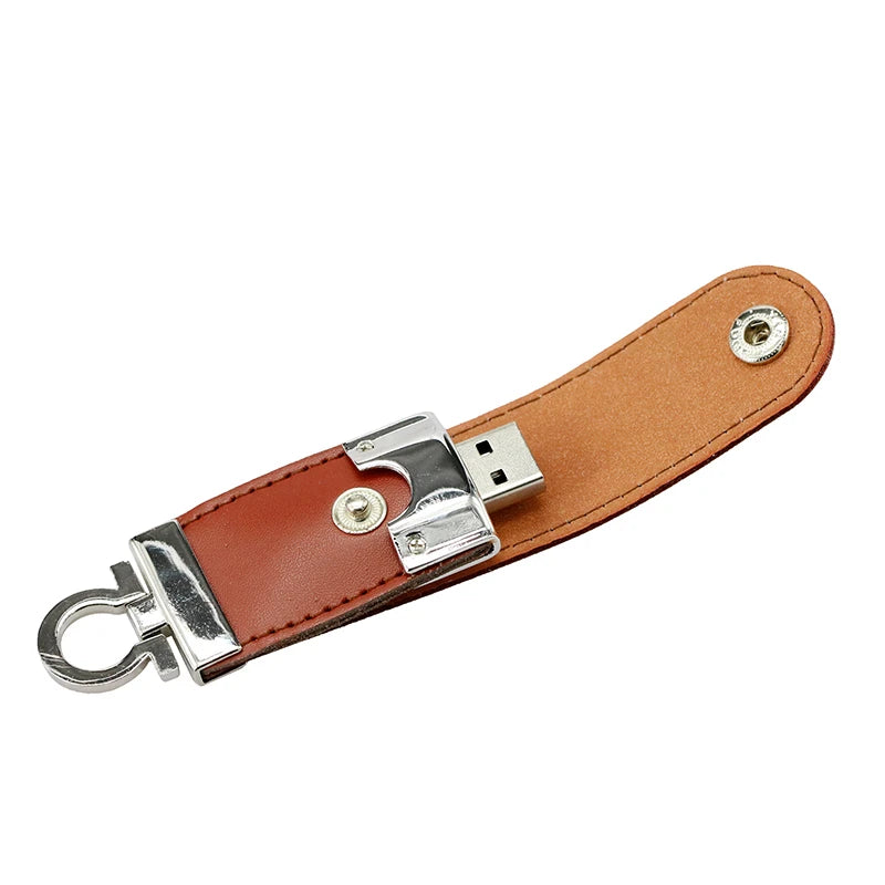 Pendrive 256GB USB Flash Drive Leather with Metal Keychain 64GB 32GB 8GB Business Usb Memories Disk 128GB Pen Drive Memory Stick