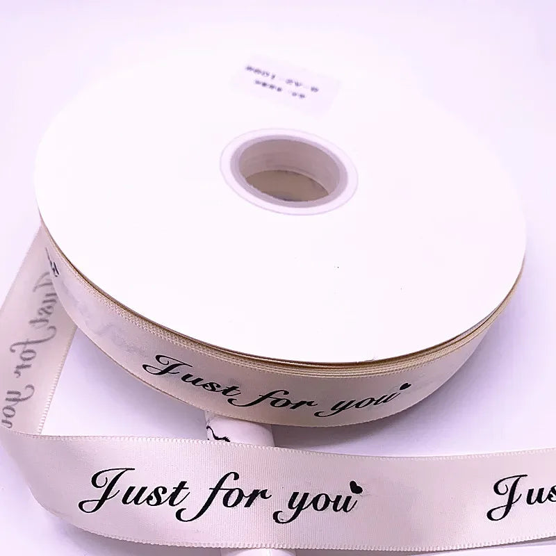 5yards 10-38mm "Just for You" Printed Polyester Ribbon Letters Print Ribbon for DIY Gift Packing Wedding Christmas Bow Ribbons