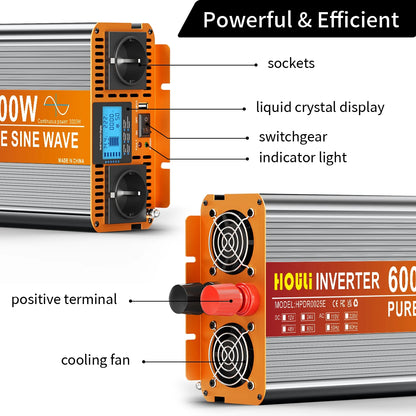 HOULI Inverter 12V 220V 7000W Peak Power Pure Sine Wave Power Inverter for RV Truck