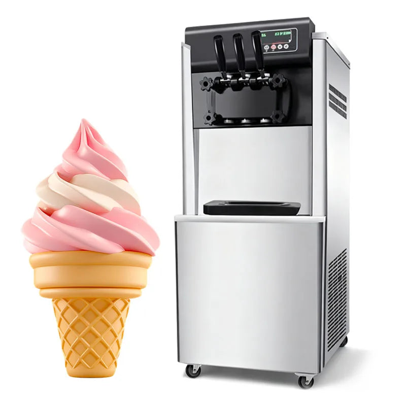 New Small Countertop Automatic Soft Ice Cream Machine 3 Flavors 220V 20L/H Capacity