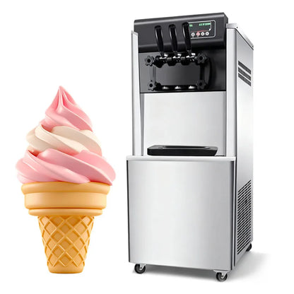 New Small Countertop Automatic Soft Ice Cream Machine 3 Flavors 220V 20L/H Capacity