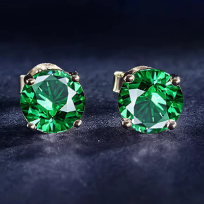 Classic Rhodium Plated S925 Sterling Silver Stock Earrings Luxury Round VVS Moissanite Lab Grown Diamond Women Stud Earrings