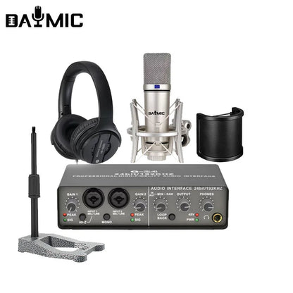 Mini Home Livestream Kit Microphone Headphones Sound Card Broadcast Recording Set