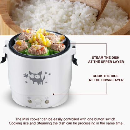 Portable Electric Mini Rice Cooker MultiCooker Rice Cooker Household 220V for Car 12V Truck 24V Cooking Machine Lunch Box Warmer