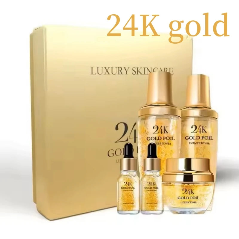 MRUIS 24k Gold  Collagen Cream Peptide Snail Brighten Whitening Skin and Fight Against Aging Serum Lotion Facial Care Luxury Set