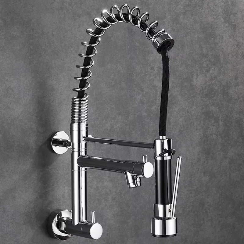 Modern Touchless In-Wall Kitchen Taps High Quality Hot Cold Mixer Faucet 360 Rotation Spring Pull-Down Stainless Steel Single