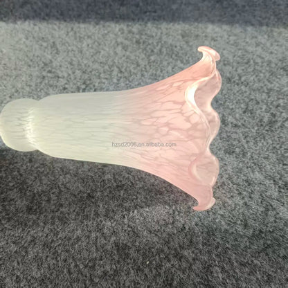 Antique European Glass Lamp Shade Peach Color Pond Lily Design 6" Height Light Cover for Table & Floor Lamps