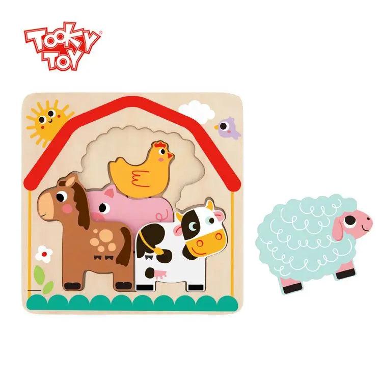 2024 New Kids Wooden Toys Multi-layered Farm Puzzle Games Toys for Children