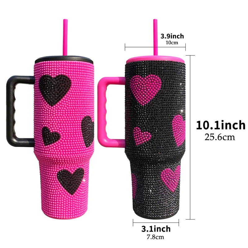 Us in Stock 40 OZ Sparkle Rhinestone Easy Clean Stainless Steel 40OZ Uv Dtf Cup Wraps for Home Office Outdoor Daily Use
