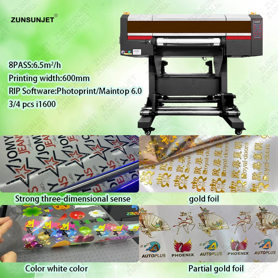 60 Cm Uv Dtf Gold Foil Printer  Printing Ab Glue Varnish Embroidery Printer