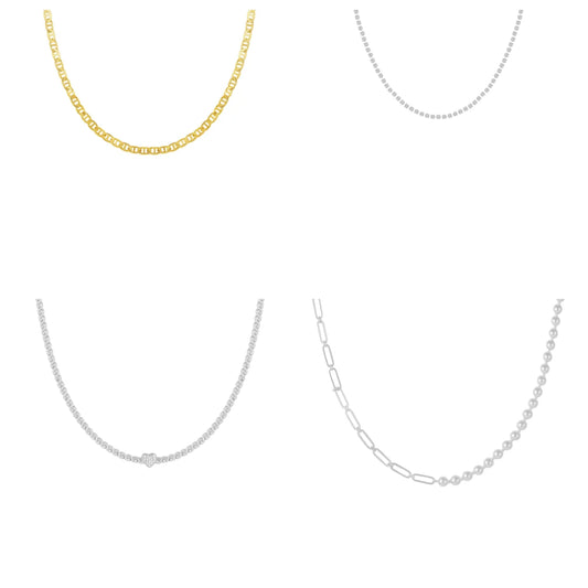 86 YORK Brand Classic Retro Simple Heart Zircon Necklace Collarbone Light Luxury Metal Chain Necklace for Women