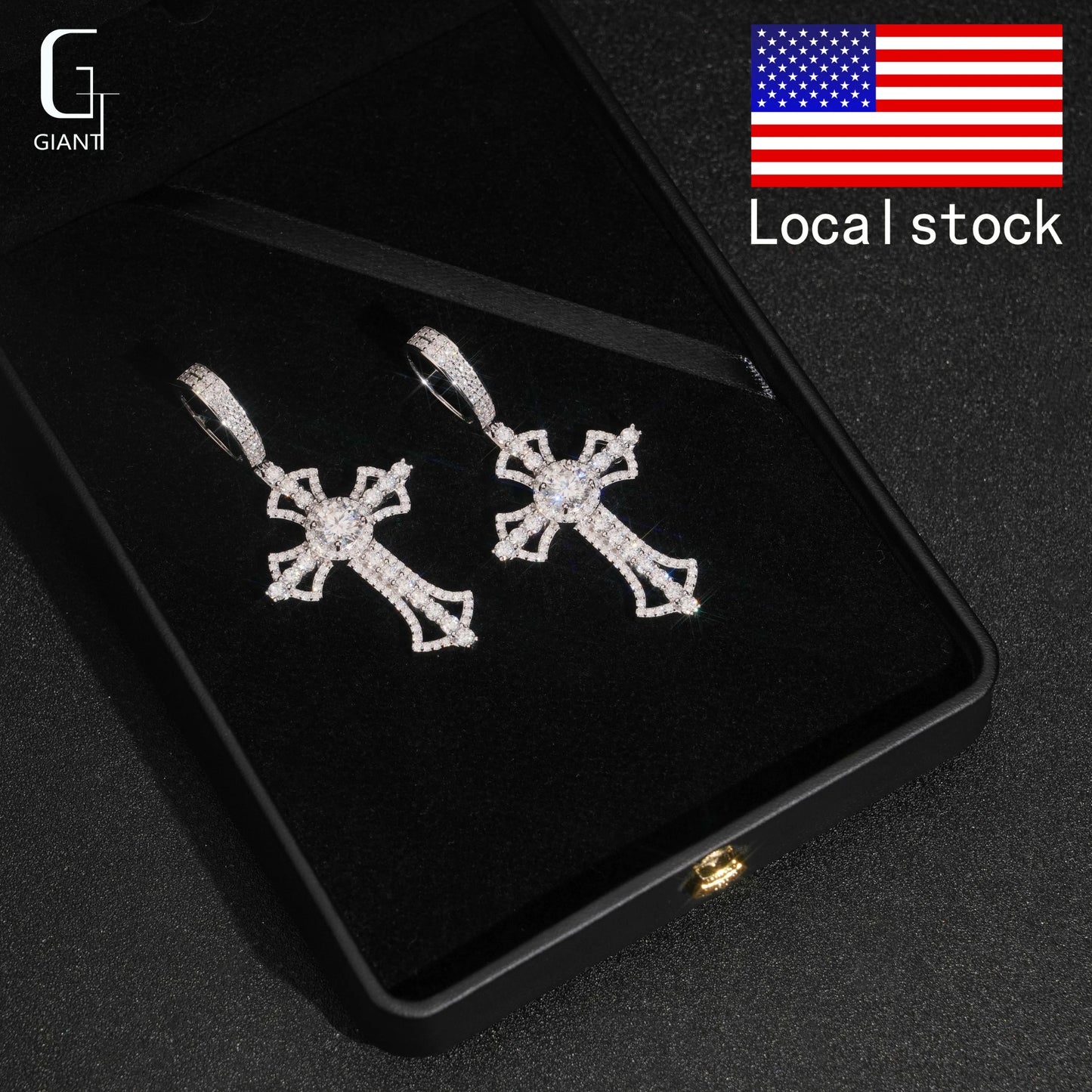 USA Warehouse Ready to Ship Cross Charms Pendant 925 Sterling Silver Moissanite Iced Out Cross Pendant Men Pass Diamond Tester