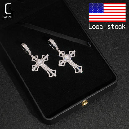 USA Warehouse Ready to Ship Cross Charms Pendant 925 Sterling Silver Moissanite Iced Out Cross Pendant Men Pass Diamond Tester