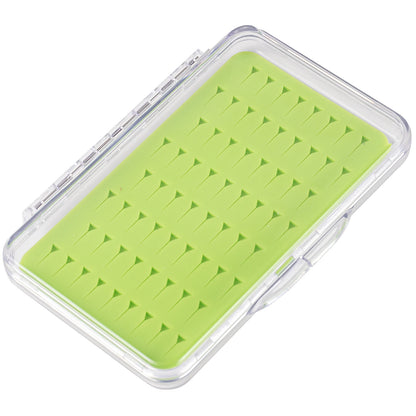 Ultra Slim Fly Fishing  Fly Box Flies Silicone Case Plastic Pocket Clear Lid Easy Slit Green Small Vest