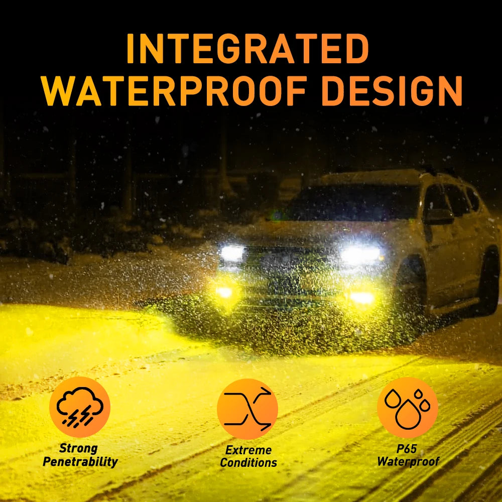 AUXITO 2Pcs L6 LED H8 H11 Yellow White Fog Light Dual Color 3000K 6000K Canbus DRL Daytime Running Light Bulb Fog Lamp 12V CSP