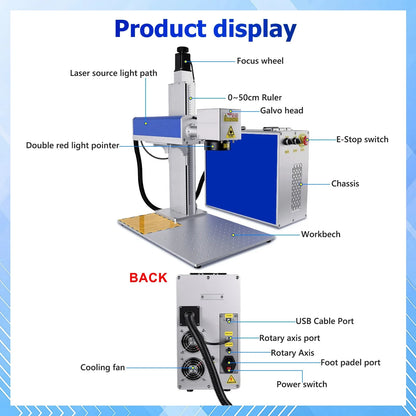 EU Stock Scotle Portable 60W JPT M7 MOPA BSL 2.5D XDING Fiber Laser Marking Machine for Relief Deep Metal Mark Engraving Maker