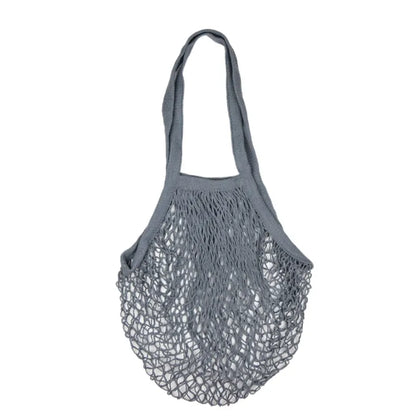 Recycled Reusable Cotton String Mesh Net Shopping Bag Long Handle Fruit Vegetable Grocery Produce Tote for Daily Life Letter