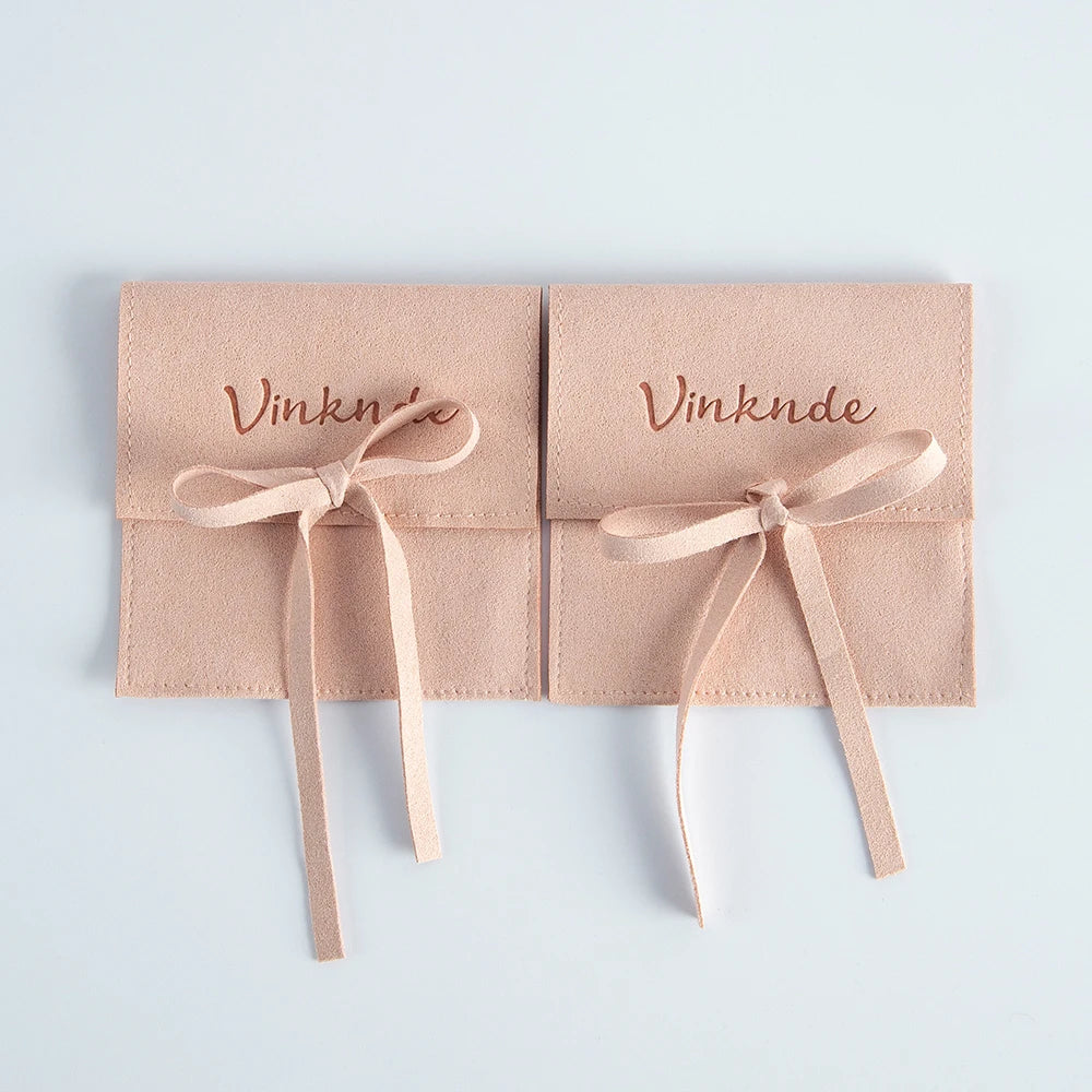 Wholesale 8*8cm Cream Luxury Microfiber Soft Packaging Bag Custom Unique Design with High Quality Logo for Jewelry Container