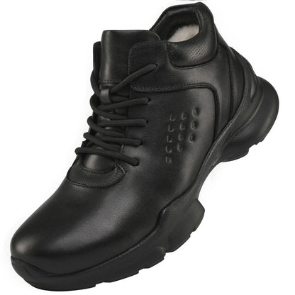 Men's Genuine Leather Ankle Boots Round Toe Rubber Outsole EVA Midsole Plush Lining Comfortable Autumn Wear