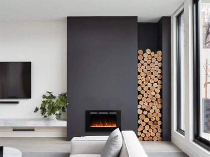 Luxstar 36-Inch Indoor Electric Fireplace Heater 1500W Recessed Wall Remote Control Real LED Flame Crystal Log for Household Use