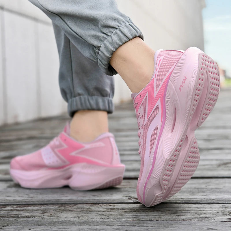 Latest Brand Logo Custom Carbon Fiber Flame Men Casual Sports Shoes Blank Mesh Breathable Women Fashion Running Walking Sneakers