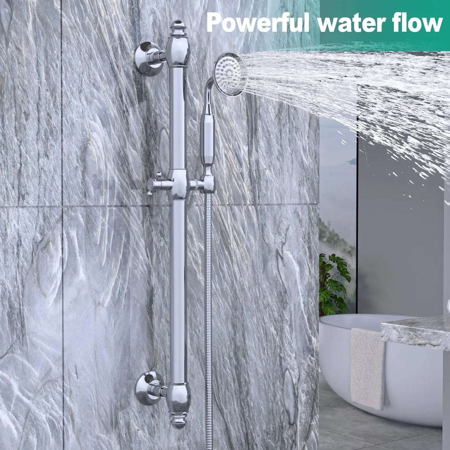 Brass Polished Chrome Concealed Shower System Bathroom Slide Bar Rainfall Shower Set