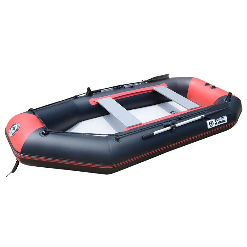 Solar Marine 3 Person 2.3 M Fishing Boat PVC Rowing Boats Air Mat Bottom Inflatable Pontoon Kayak Dinghies with Mount Bracket