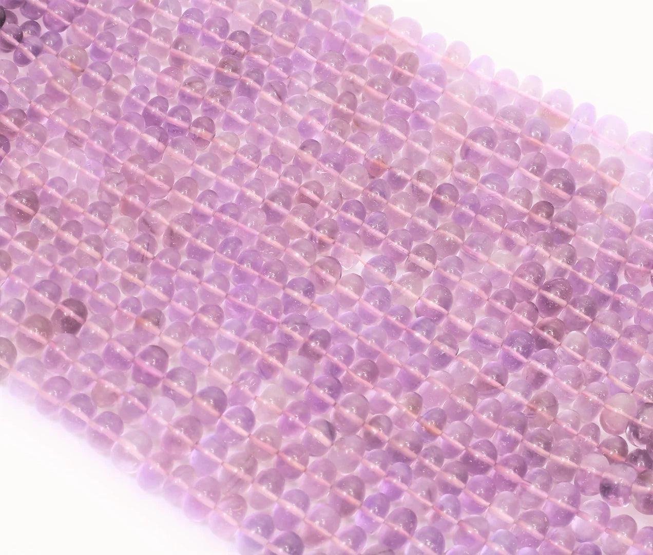 Natural Pink Amethyst Smooth Rondelle Gemstone Beads 16" Length 5 10mm AAA Quality Handmade Jewelry Making Craft
