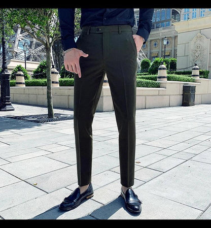 Boutique Fashion Solid Color Mens White Business Casual Suit Pants Male Slim Casual Trousers Wedding Dress Suit Pants