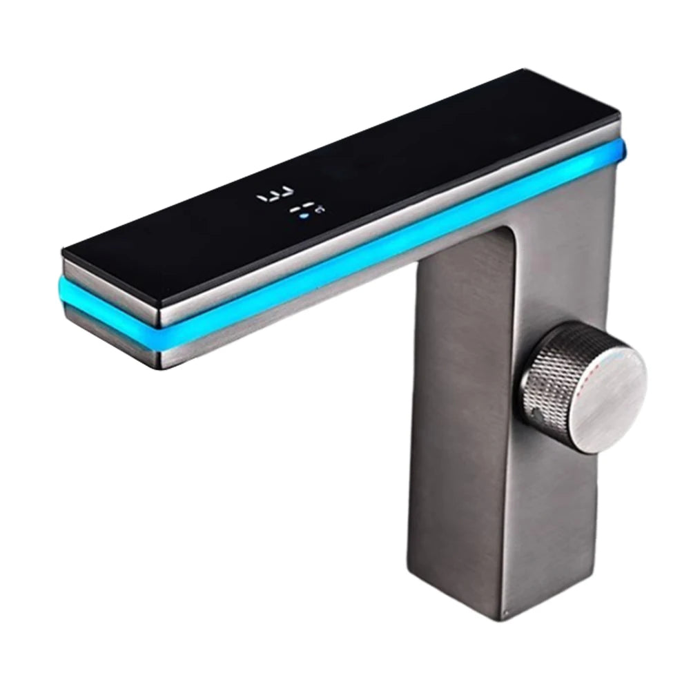Deao LED Intelligent Digital Temperature Display Hydroelectric Power Smart  Atmosphere Brass Aluminum Bathroom Basin Faucet