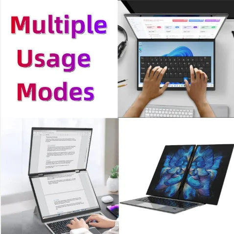Cheapest 14+14 "Dual Touch Screen Business Laptops Brand New Student & Education Laptop  Keyboard Bag Stylus Pen Mouse