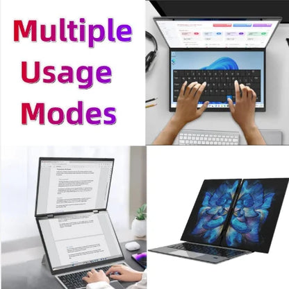 Cheapest 14+14 "Dual Touch Screen Business Laptops Brand New Student & Education Laptop  Keyboard Bag Stylus Pen Mouse