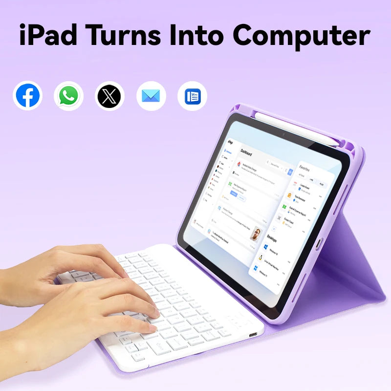 Detachable Magnetic Rotation Tablet Keyboard Case for ipad Pro air 10.5 With Wireless 10inch bluetooth Keyboard With Pencil Slot