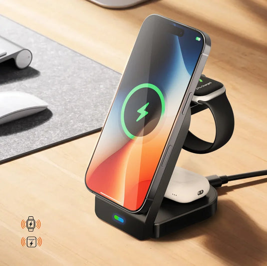 Wholesale Foldable Magnetic 15W 3-in-1 Wireless Charger Portable Fast Charging Dock Holder for AirPods IWatch for iPhone 10W by PDG ibma