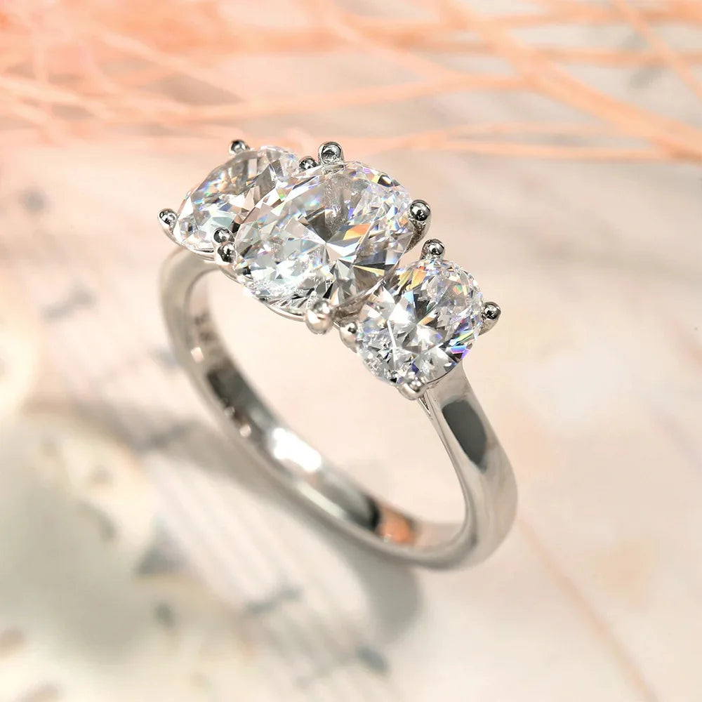 F1610 Oval Cut Diamond Ring Natural G Color White Gold Classic Engagement Ring For Women's