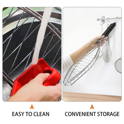 Heavy Duty 430 Stainless Steel Fish Grill Basket With Detachable Handle Fish BBQ Grill Cage For Salmon Veggies And Seafood