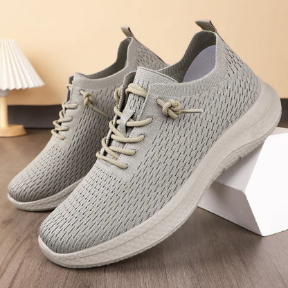 Men's Casual Flying Knitted Running Shoes Breathable Lace-Up Design Cross-Border Couple Fashion Mesh Autumn Walking Style