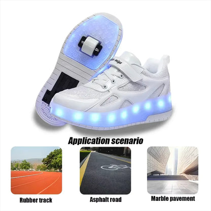Children's Inline Roller Skates 2-Wheel Removable PU Wheels ABEC-7 Bearings Durable Lightweight