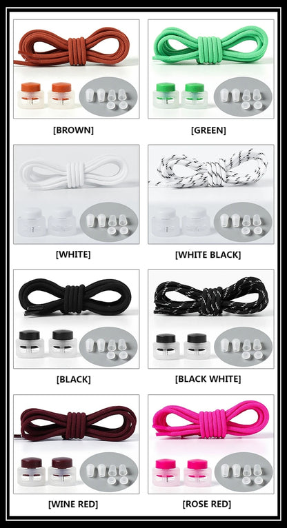 1 Pair Lazy Laces Elastic For Sneakers Snap Lock Shoelaces Without Ties Suitable For Children And Adults Round Shoelace Artifact