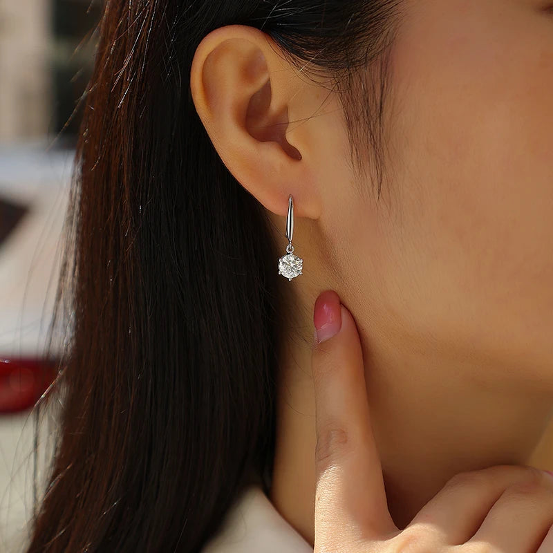 Hypoallergenic Customized Women Fashion Jewelry 925 Sterling Silver Fine Jewelry Earring Moissanite Earring