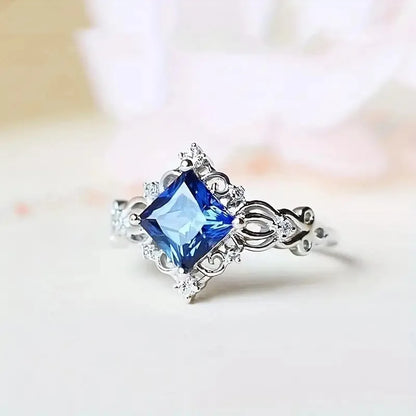 Geometric Princess Cut Ring Prong Set Women's Elegant Fashion Jewelry