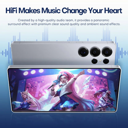 New Androsd S25Ultra Full-screen Smartphone 5g 7.3-snch 48MP+108MP Dual Card Face Recognstson 16GB+1TB Gamsng Telephone